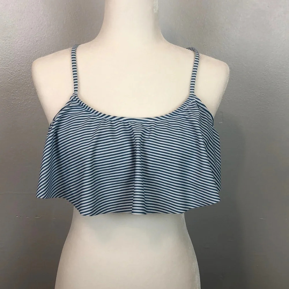NWT Arizona Jean Blue & White‎ Stripe Swimsuit Top